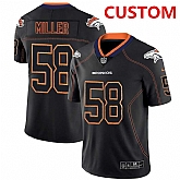 Men's Denver Broncos Custom NFL 2018 Lights Out Black Color Rush Limited Jersey,baseball caps,new era cap wholesale,wholesale hats